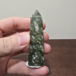 Silver Leaf Serpentine Crystal Tower